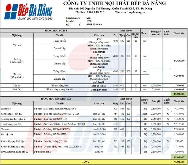 Bếp Đà Nẵng gửi báo giá trọn gói cho khách hàng tham khảo trước và điều chỉnh phù hợp nhất Bếp Đà Nẵng gửi báo giá trọn gói cho khách hàng tham khảo trước và điều chỉnh phù hợp nhất